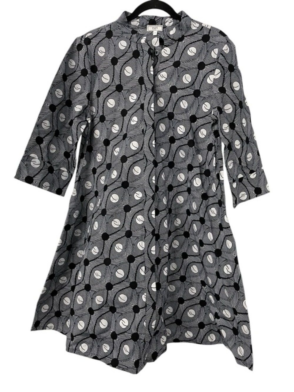 ZURI KENYA Black & White Abstract Pattern Kente Cotton Art to Wear Dress Medium